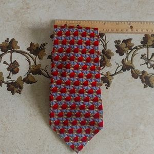 Silk men's tie. Red gold and gray pattern. Metropolitan Museum of Art